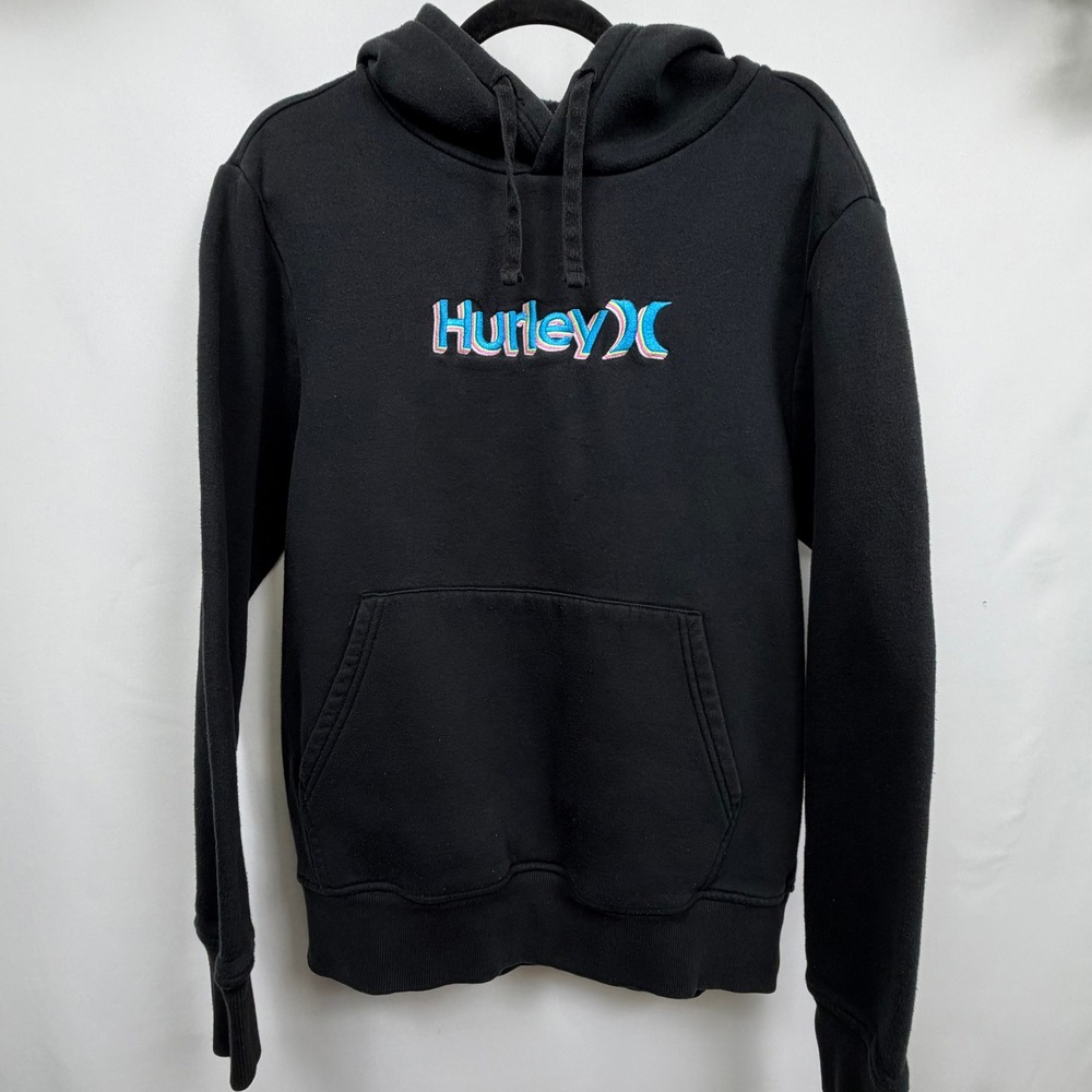 Hurley Mens Small Black Embroidered Logo Pullover Hoodie HFA21VMP-02728